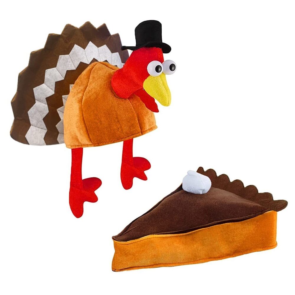 8082 Pumpkin Pie Hat & Turkey hat for Thanksgiving -2 PC Set-Thanksgiving